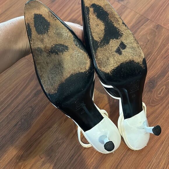 Rene Mancini black and white pointy toe heels Paris size 40 9.5 - Picture 5 of 7